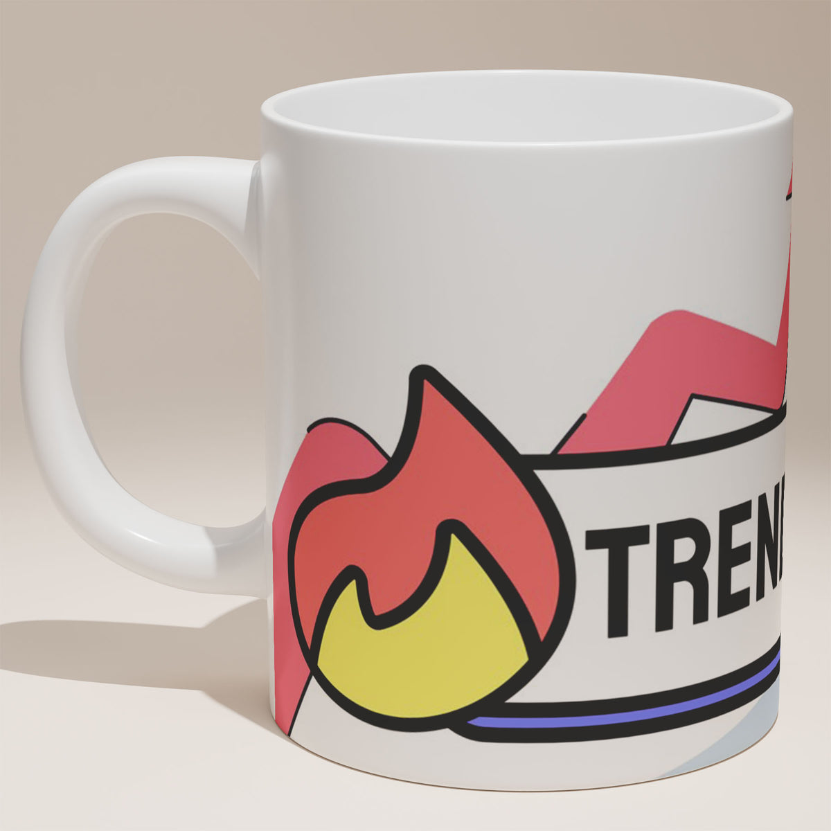 White Ceramic 11oz Mug - Full trending growth chart design displayed on white ceramic mug